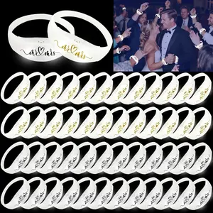 Micrency20 Sound-Activated LED Light Bracelets - Adult Festive Party Supplies, Concert Neon Decor (Gold with Black Text)