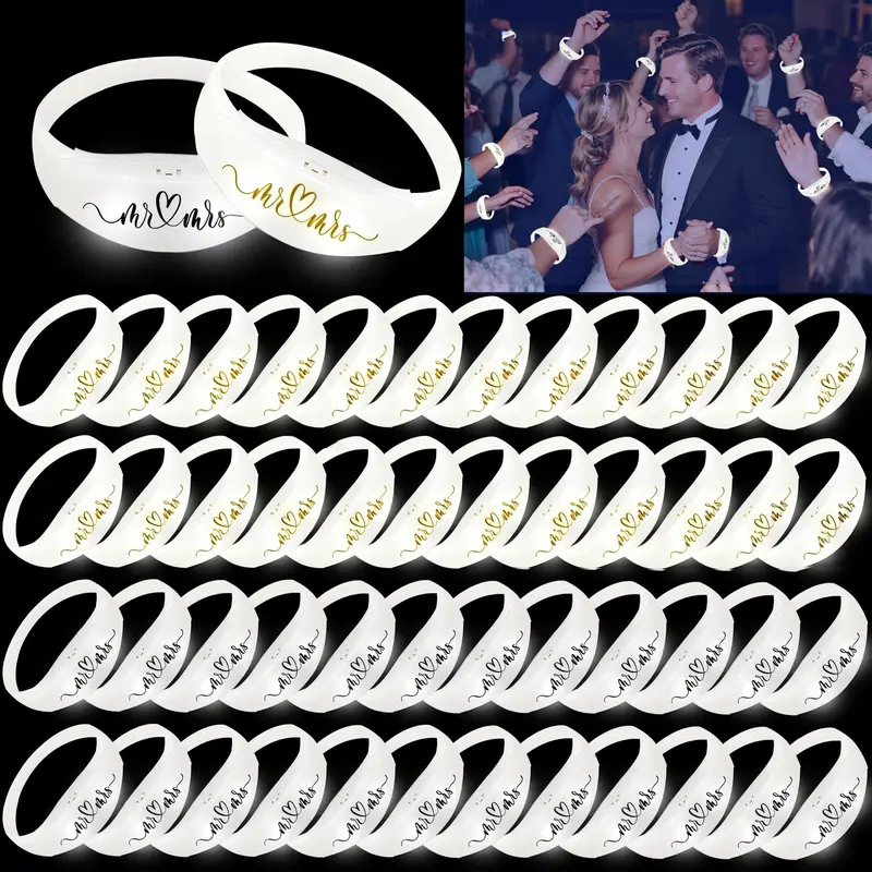 Micrency 20pcs Beat-Activated LED Lighting Bracelets - ABS Plastic, 1 Size, Unisex Neon Accessory with Sound-Reactive Glow, Gold with Black Text for Adults' Entertainment, Festive & Party Supplies
