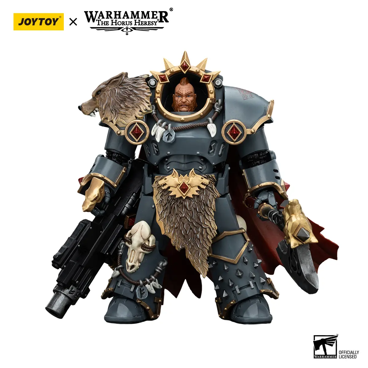 JOYTOY 1/18 Scale Collectible Action Figurine - Space Wolves Hvarl Red-Blade Warrior, Model JT00140, for Hobby Enthusiasts, Ideal for Display