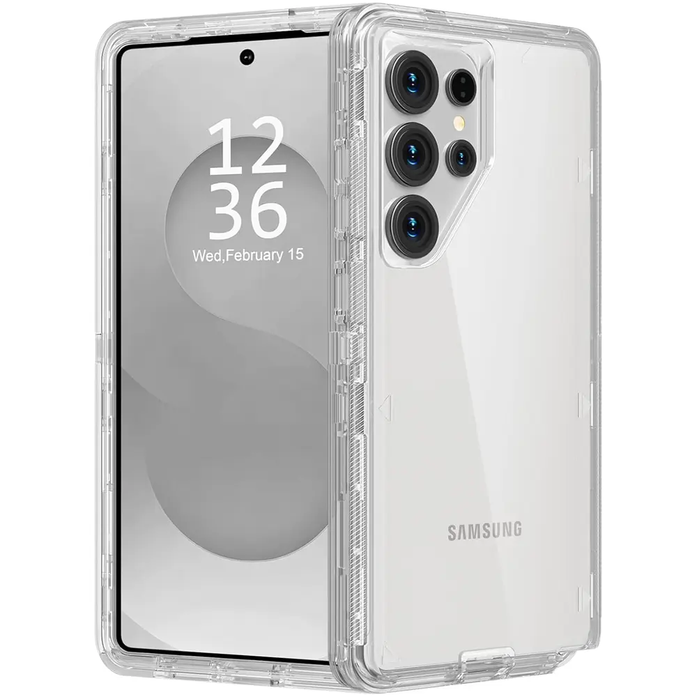 3-Layer Clear Case for Samsung Galaxy S26 Ultra S26 Plus S25 S24 S23 S22 Ultra Plus, Heavy Duty Shockproof Protection Cases, Anti-Drop, Armor RuggedTransparent Protective Cover