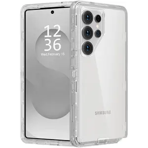 3-Layer Clear Case for Samsung Galaxy S25 S24 Ultra Plus S23 S22 Ultra Plus, Heavy Duty Shockproof Protection Cases, Anti-Drop, Armor RuggedTransparent Protective Cover