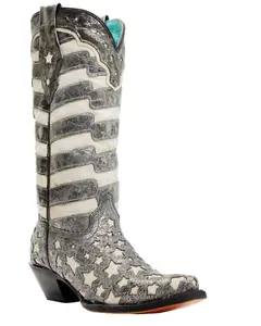 Corral Women's Stars And Stripes Blacklight Western Boot Snip Toe - A4153