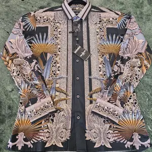 Barabas Men's Gray Cheetah Rhinestone Multicolor Button Up Dress Shirt with Exquisite Design