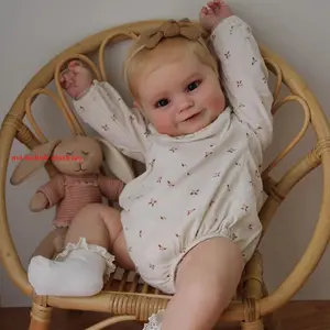 GUESSBELLY 3D-paint 50 CM Skin Art Reborn Bebe With Vein Cloth Body Vinyl Limbs Baby Doll Toy Maddie For Girl Smiling Toddler Lifelike Gift
