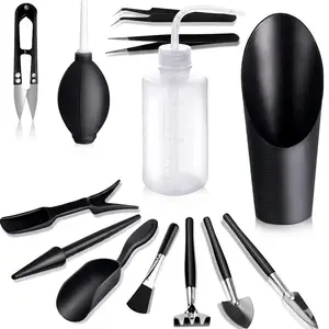 13Pcs Succulent Tools Set, Mini Garden Transplanting Tools Kit, Black Stainless Steel Succulent Care Kit for Indoor Miniature Gardening, Bonsai & Cactus Planting