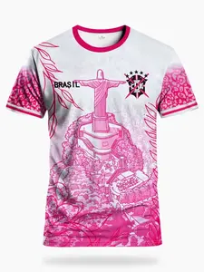 Brazil Latest Men's Soccer Jersey, Comfortable Round Neck Sports Shirt, Rio De Janeiro Inspired Print, Ideal for Football Matches and Training, Soccer Tee
