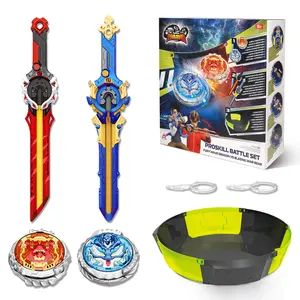ALPHA GROUP INFINITY NADO Battle Arena Set 2PCS Spinning Top Metal Light Up for Kids Toys with Sword Launcher & Arena for Boys Girls 5-12 Years Old Anime Design Animal Alloy