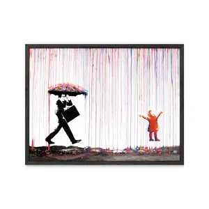 Banksy Colorful Rain Poster - Artistic Wall Decor Print for Room Aesthetic and Vibe Decor Poster