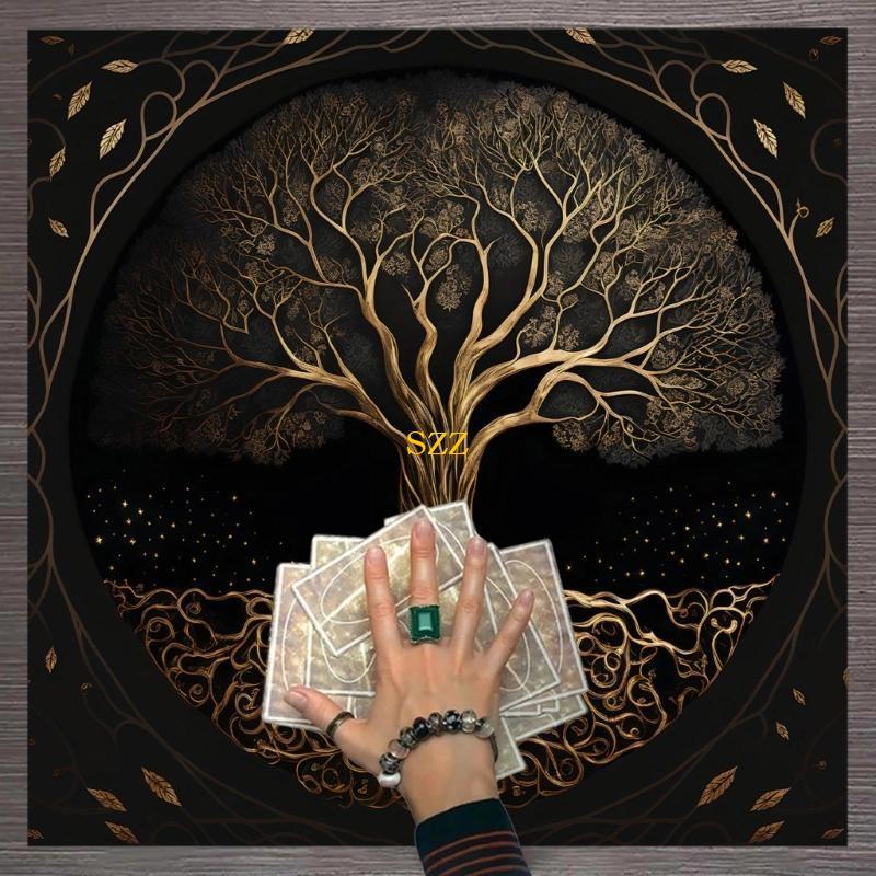 2026 Altar Cloth Life Tree Altar Tapestry Tablecloth Tarot Mat Tarot Card Cloth Witchcraft Tablecloth Linen Table Cover Gift