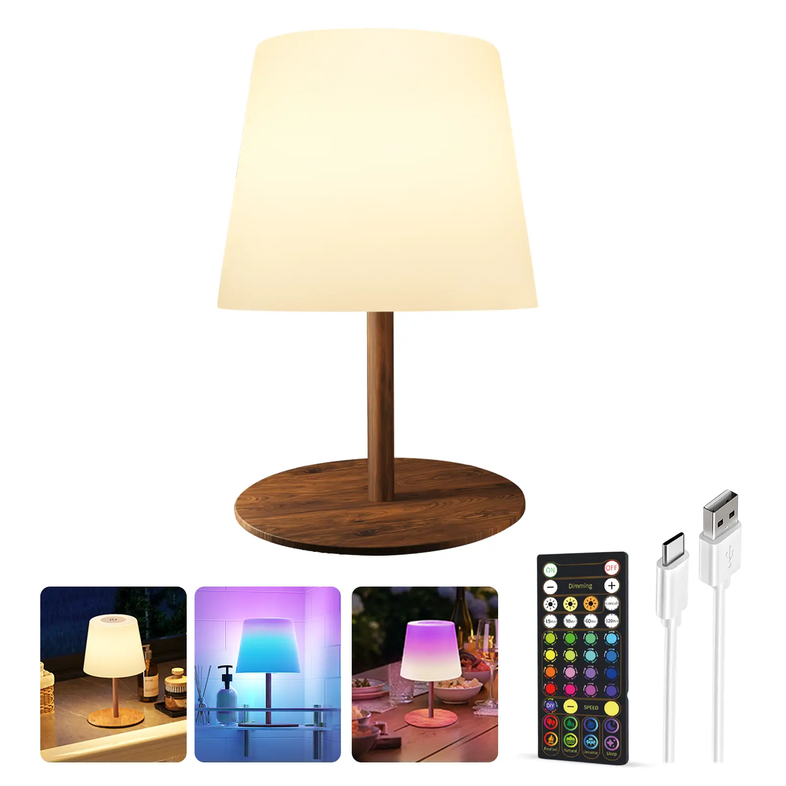 EZVALO Waterproof Shower Lamp with Remote, RGB Color Changing Cordless Table Lamp, Rechargeable 4500 mAh Touch LED Lights for Bathroom, Spa-Like Shower, Bathtub, Bedroom, Patio, Camping, Home Decor, Relaxing Cozy Experience