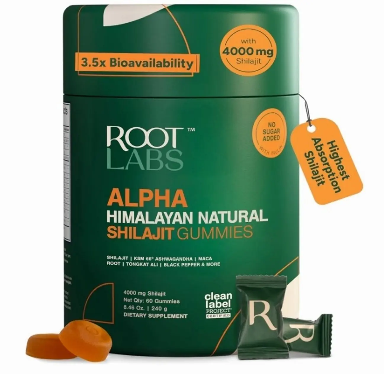 ROOT LABS 10-in-1 Alpha Shilajit Gummies | 4000 mg Pure Himalayan Shilajit with Tongkat Ali & Maca Root | Shilajit for Men & Women | ShilAbsorb Bioavailability Tech | Sugar-Free, Vegan | 60 Gummies