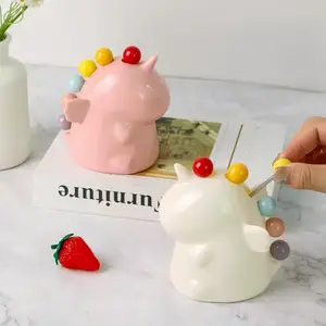 Cute Unicorn Fruit Fork Storage Set, Home Dessert Fruit Forks, 6-Piece Stainless Steel Mini Appetizer Forks, Child Safe, Party Salad Cake Kitchen