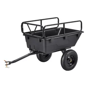 Tow-Behind Plastic ATV Garden Dump Trailer Cart, 500 lbs Capacity, 10 Cu. Ft Volume, Large Storage Space
