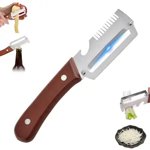 Multi-Functional Kitchen Vegetable Peeler, Stainless Steel Peeler with Durable Wooden Handle, Professional Fruit Peeler Tool for Home Kitchen & Chef Use