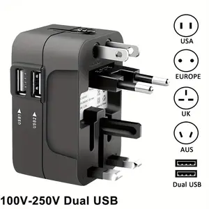 1 universal travel plug adapter 2 USB world travel power charger adapter AU UK EU converter new USB charger