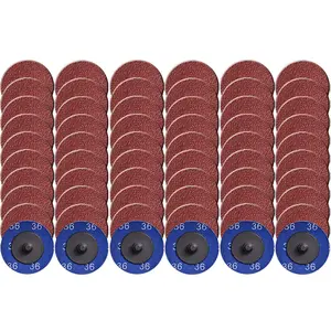 Quick Change Roll Lock Disc, 60 count 36Grit 2 inch Sanding Discs Aluminum Oxide Coated   Accessories, for Surface Prep (P36)