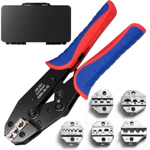 6PCS Crimping Tool Set, Ratchet Wire Crimper Tool For Heat Shrink, Insulated Nylon,Non-Insulated,Ferrule Wire End, Open Barrel Terminals, Solar Connectors