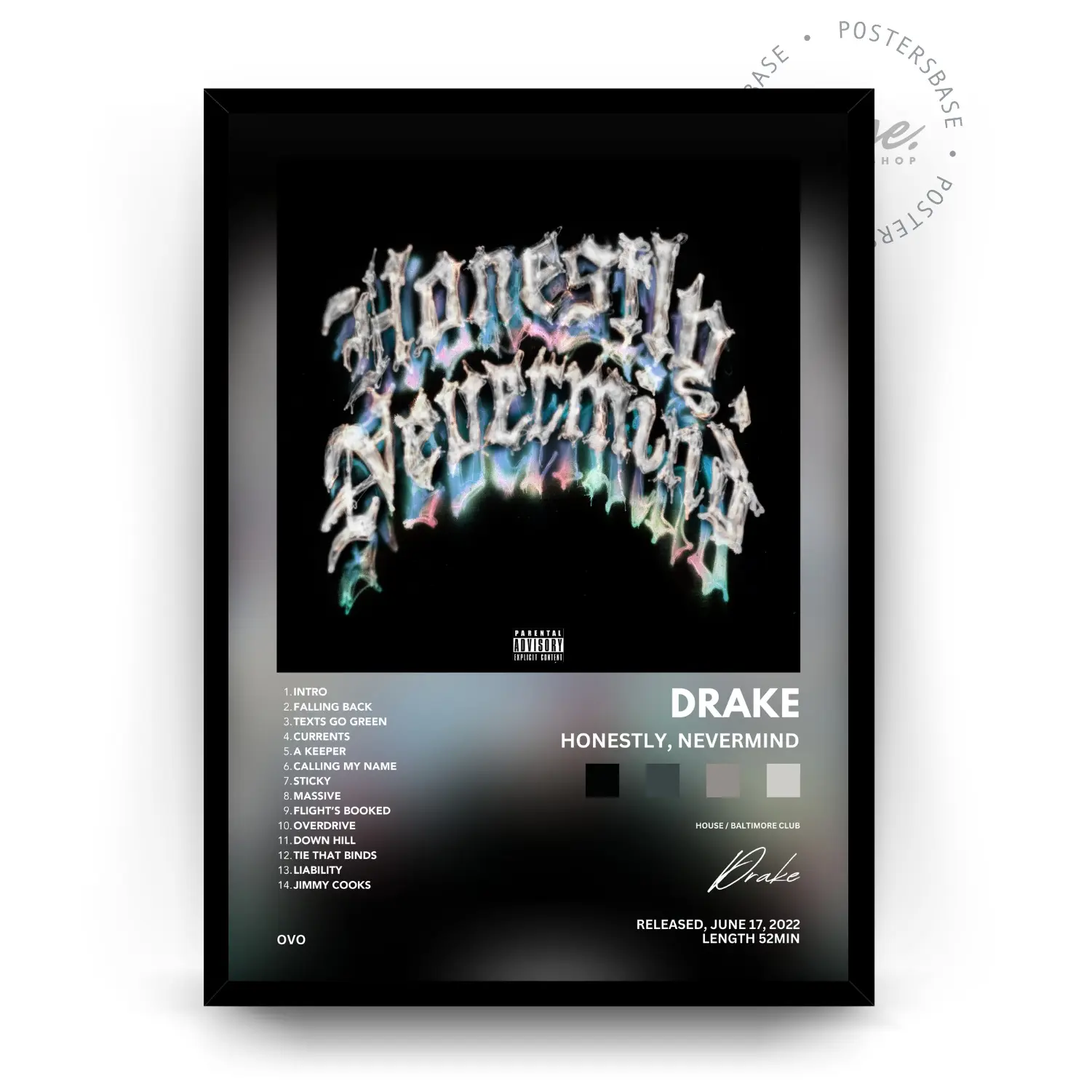 Drake 'Honestly, Nevermind' Print, Drake Poster Unframed
