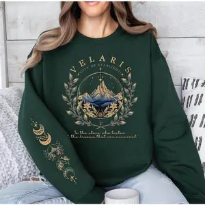 Velaris Sleeve Printed Sweatshirt, A Court of Thorns And Roses Sweatshirt, Fantasy Book Sweaters, Acotar Sweatshirt, Night Court Sweater
