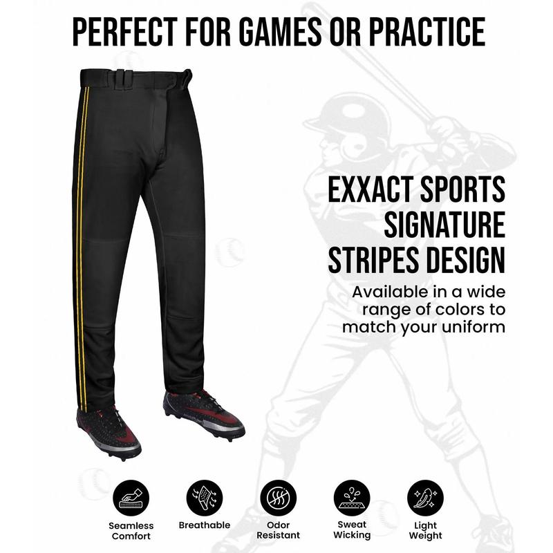 Proline Adult Full Length Baseball Pants with Stripes (Black)