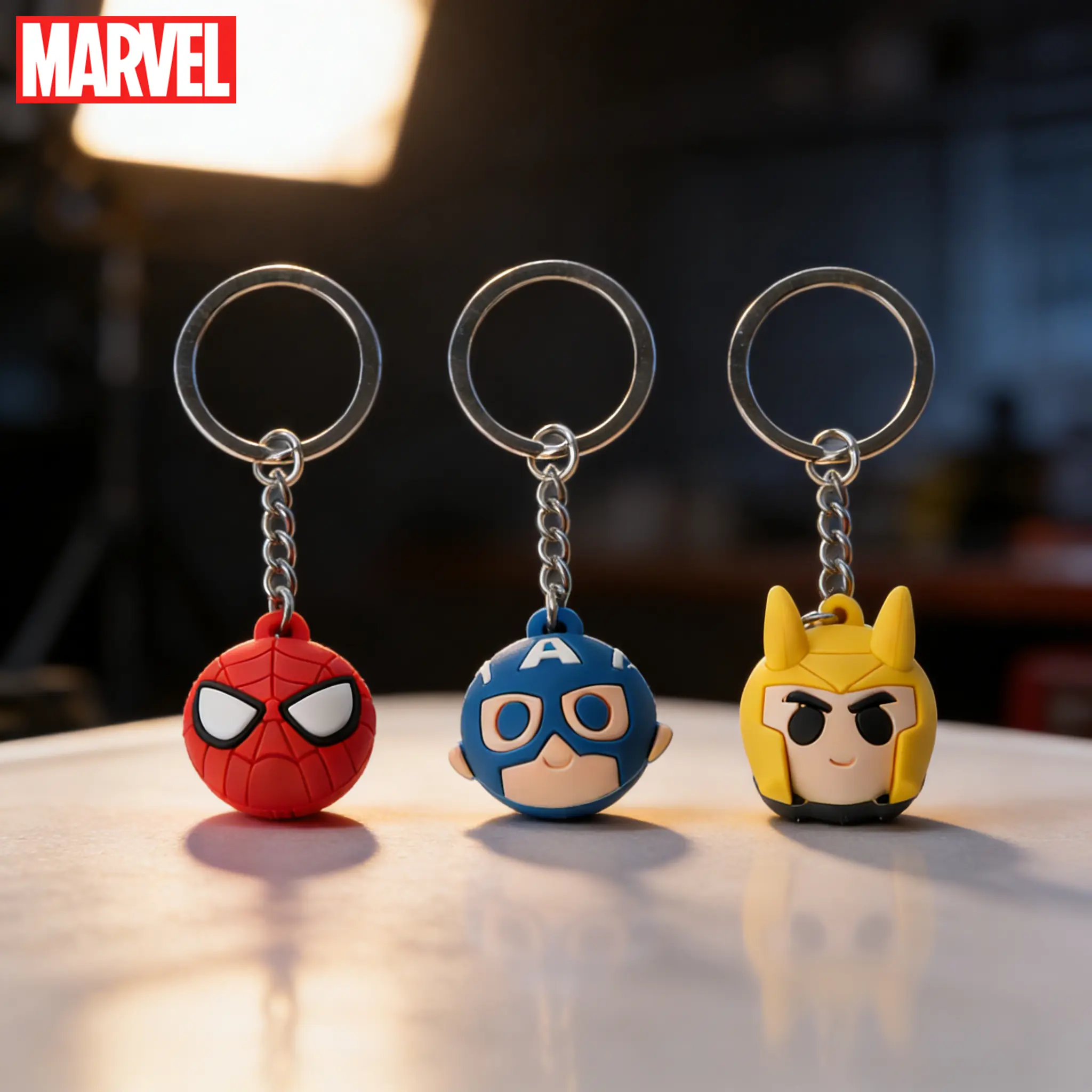 1PC Marvel Avenger Sphere Keyring Official Licensed PVC Material Durable Everyday Use Wonderful Gift for Fans Authentic Quality Spiderman Captain America Loki