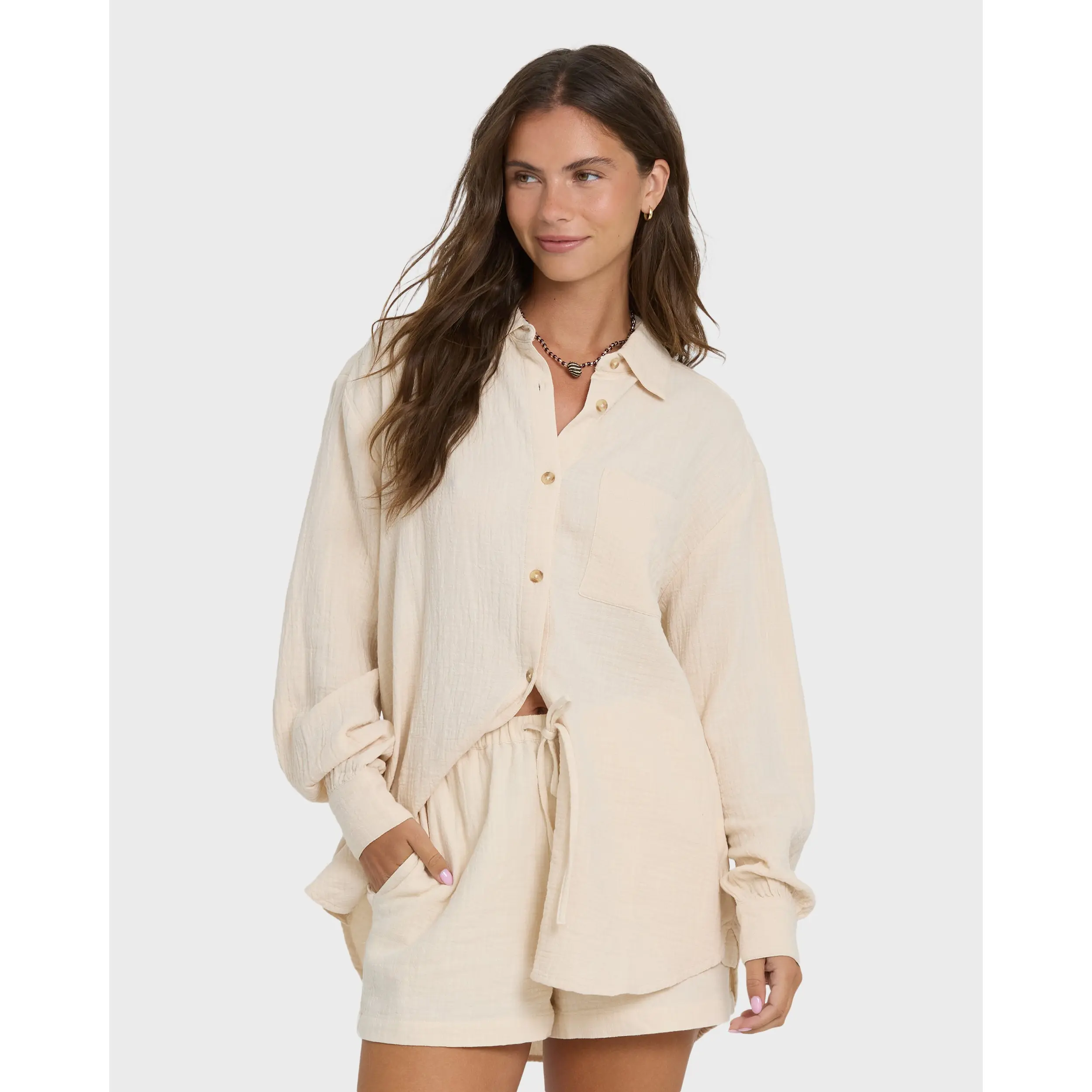 Wanderer Long Sleeve Woven Shirt - Dove