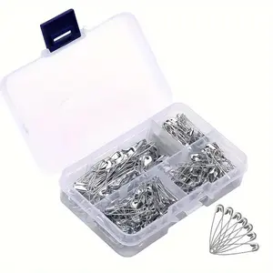 250pcs Household Safety Pins, 4 Different Sizes of Durable, Silvery Size Safety Pins in Bulk, Rust-Proof, Sharp Edge Safety Pins for Clothes and Sewing