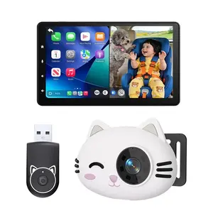 2-in-1 Baby Car Camera & Wireless CarPlay Adapter-No Extra Screen Needed, 1080P Car Baby Monitor for No-Glow Night Vision, 150 Wide Angle, Plug&Play