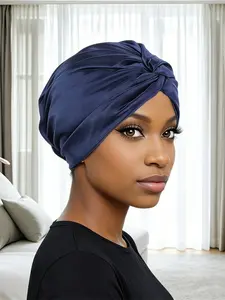 1 Piece Women's Simple Style Solid Color Twist Design Turban Hat, Turban Hijab, Fashion Headscarf, Casual Soft Comfortable Breathable Head Wrap For Women & Girls, Fashion Accessories For Daily Wear
