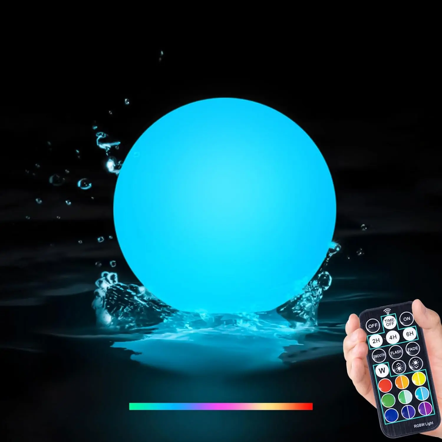 Floating Pool Lights - 6-inch Cordless Ball Light with Remote - 4 Modes & 16 RGB Color Changing Lamp Dimmable - Rechargeable & Hangable &  Shower Lamp for Party Decor -