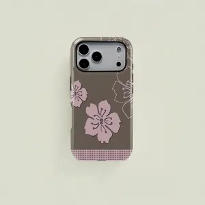 Flower Silhouette Print Phone Case, Durable Two-In-One Protection, Fits iPhone 17 16 15 14 13 12 Pro, Samsung Galaxy S25 S24 S23 S22 Ultra Series