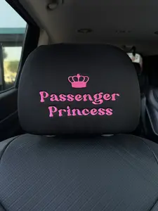 Passenger Princess Embroidered Car Headrest Cover - Aesthetic Car Decor