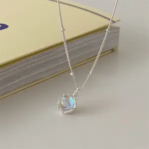 Women'S Moonstone Pendant Necklace, Party Fashion Accessory, Daily Clothing Accessory, Stylish And Versatile Exquisite Jewelry Gift, Women'S Light Luxury Niche High-End Collarbone Chain,summervibes
