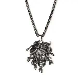 GTHIC Greek Medusa Stainless Steel Pendant Gothic Animal Accessories for Unisex Daily Wear