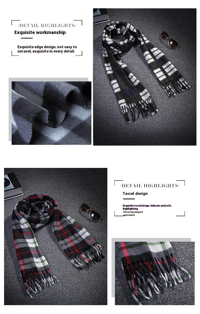 Autumn And Winter Black And White Plaid Plus-sized Thickening Thermal Men's And Women's Scarf