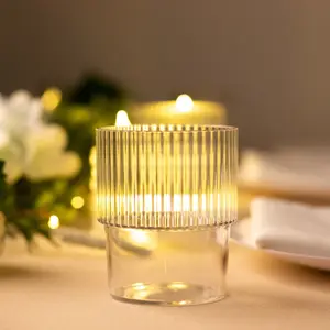 12-Pack Clear Plastic Tumblers 7oz, Stackable Ribbed Pattern - Shatterproof Short Drinking Glasses