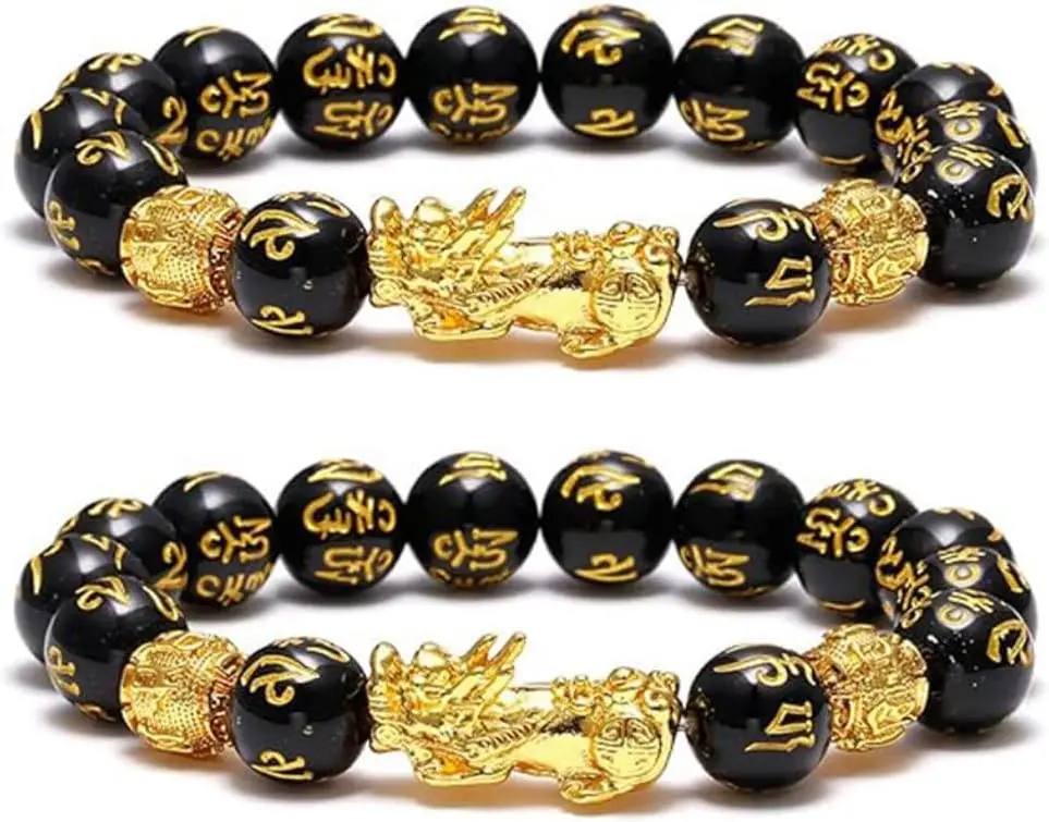 Feng Shui Wealth and Luck Bracelet  Bracelet for Women Men Pixiu Black Obsidian Bracelets  Gifts Christmas Stocking Stuffers