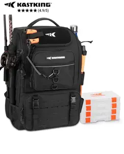 KastKing Karryall Fishing Tackle Backpack with Rod Holders 4 Tackle Boxes, 40L Fishing Bag Storage Fishing Gear and Equipment SummerVibes