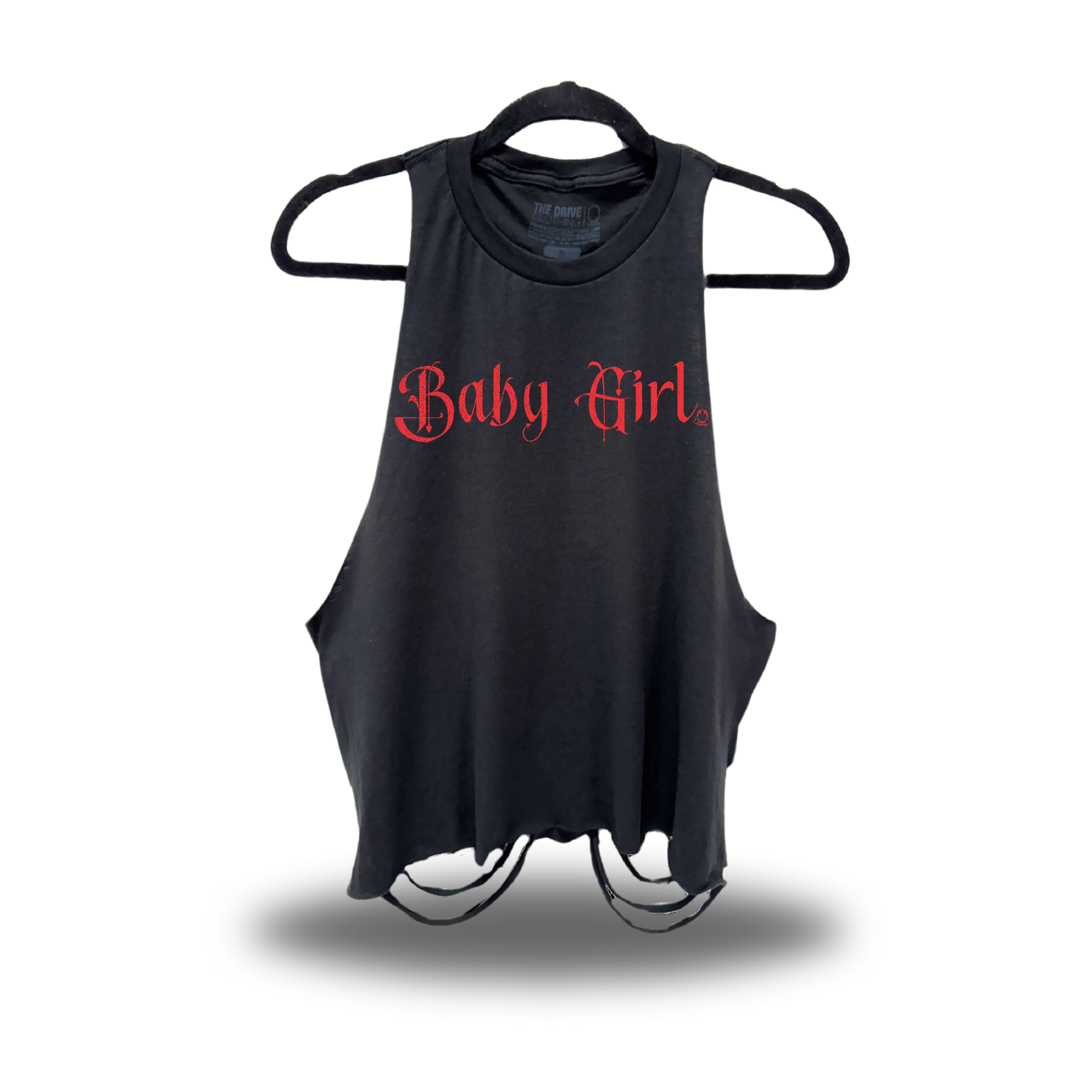 TheDriveClothing Baby Girl Black Crop Tank Top – Vintage Streetwear Graphic Crop Top, Women’s Oversized Y2K Grunge Biker Fashion Cotton Tank, Casual Gym Outfit Apparel for Women