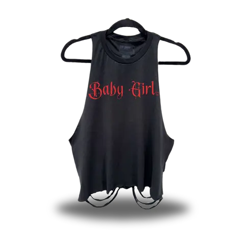 TheDriveClothing Women’s Black Cotton Oversized Crop Tank Top - Vintage Streetwear Graphic Print Lady Piece, Soft Breathable Lightweight Fabric, Casual Gym & Everyday Fashion Style Top