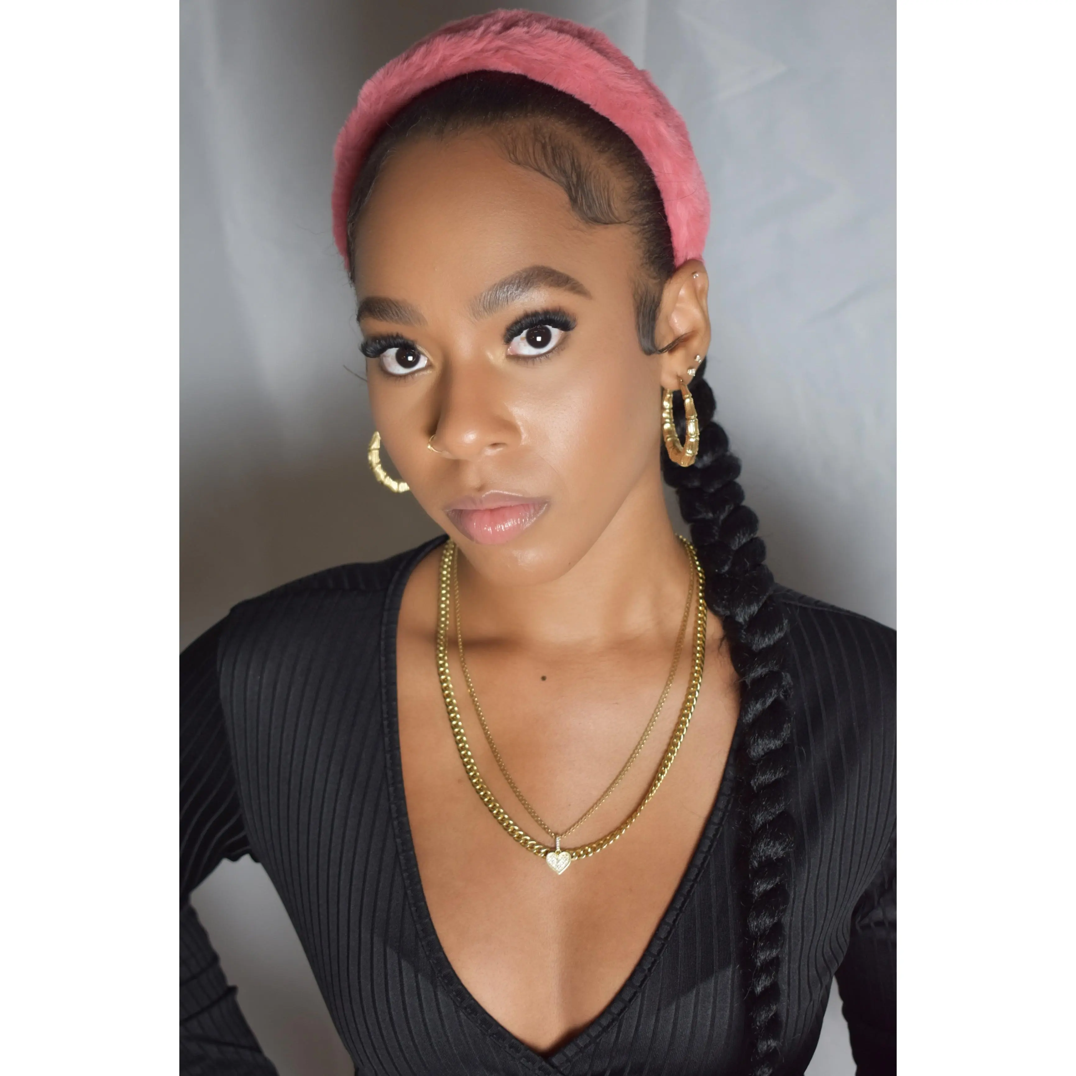Snow Crown Faux Fur Headband (Strawberry Milk)