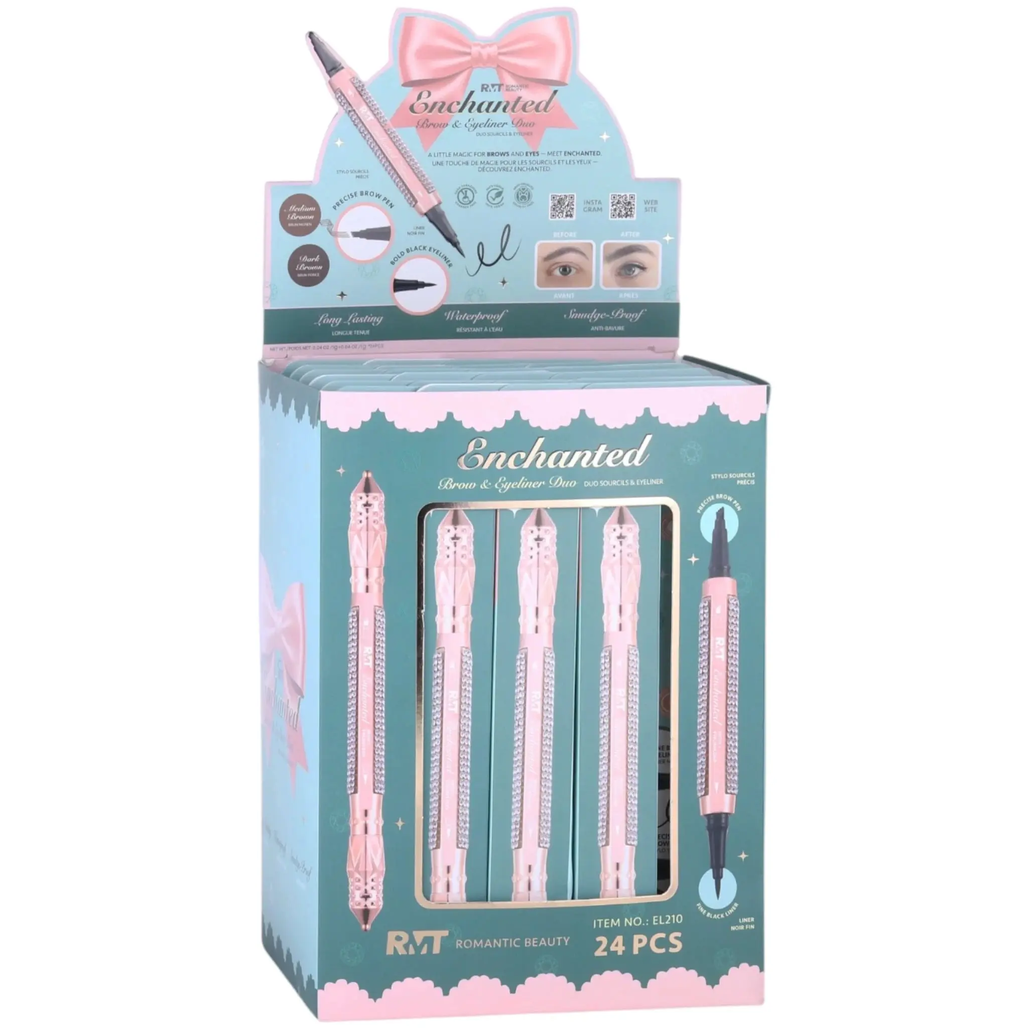 Romantic Beauty Enchanted Diamond Brow & Eyeliner Duo - Wholesale Display 24 Units (EL210)