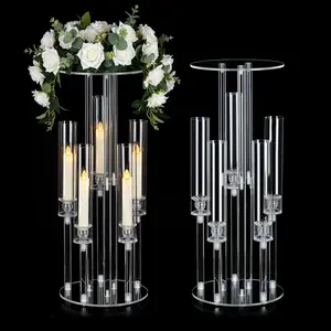 2 count 5 Arm Candelabra,Clear Centerpiece for Table, Centerpiece Stand for Wedding Reception, Candle Holder for Event Celebration Wedding Birthday  Christmas