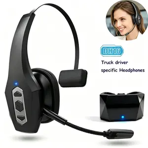 Trucker Bluetooth Headset Wireless with Mic Dual Noise Cancelling Microphone PC for Cell Phones Computer Audio Headphone Dual-Mic high quality eradphone travel work laptop pc cellphone gear Button Electronic Earbuds audio earbuds Connection Adjustable out