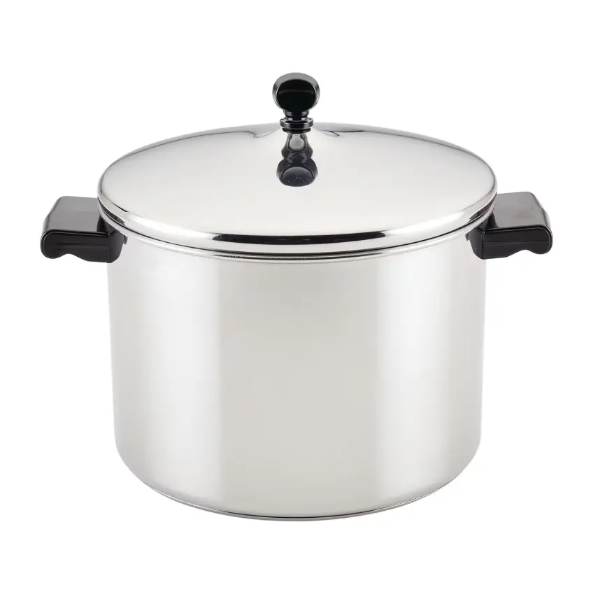 Farberware Classic Series 8-Qt Stockpot with Lid, Large Stainless Steel Cooking Pot with Glass Lid, Deep Soup and Pasta Pot for Boiling, Simmering, Stewing, Canning and Family Meal Preparation