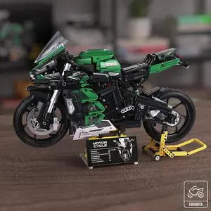 New Technical Motorcycle Building Blocks Vehicle Model For Adults 1:5 Ninja H2 SX SE Motorbike Bricks Toys Kids Birthday Gifts