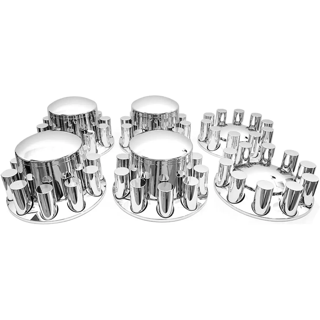 Chrome 33mm Axle Wheel Covers Complete Set - 6PCS Front & Rear 60 Thread-On Cylinder Lug Nut Covers, ABS Plastic Rustproof Easy Installation Automotive Car Exterior Chrome Trim Accessory for Most Semi Trucks