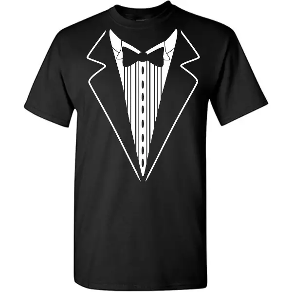 Tuxedo Shirts for Men Novelty Graphic Funny Formal Classic Black White Tux Print Casual Wedding Bachelor Prom T-Shirt