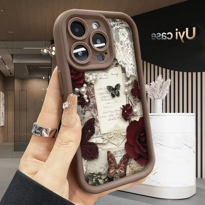 Romantic Rose Letter Compatible with iPhone 16 16e 15 17 Air 14 13 12 11 Pro Max Plus X XS Rugged Durable shockproof Anti-Scratch soft Silicone case  2D printing