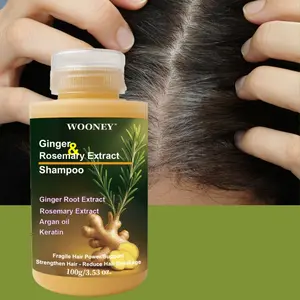 100g Ginger & Rosemary Extract Shampoo Ginger Root/ Rosemary Extract Keratin Argan Oil Strengthen Hair and Reduce Hair Breakage Fragile Hair Power Support Deeply Clean Hair Oil, Improve Dryness, Frizz, Split Ends, Keep Hair Soft, Smooth, and Shiny